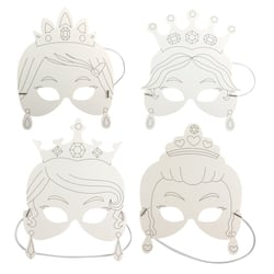 MégaCréa DIY - Masques enfant princesses carton blanc 17 x 35 cm x 4 pièces