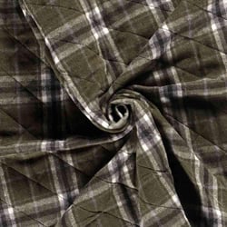 Tissu Tartan touché laine envers doudoune Storia Carreaux sur fond Vert foncé