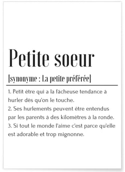 Affiche Définition Petite soeur | A3 : 29,7x42cm