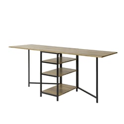 SoBuy FWT62-N Table Pliante avec 2 Abattants et 3 étagères de Rangement, Table de Cuisine Rabattable