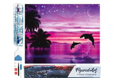 Diamond Painting Broderie Diamant Figured’Art 40x50cm toile entière roulée avec diamants carrés - Dauphins s'amusant
