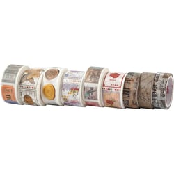 Ruban adhésif Washi Tape, L : 3+5 m, L : 15+25 mm, 9 rouleau/ 1 Pq.