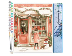 Peinture par Numéro Figured'Art - Jeune femme et son Chien à Noël - Kit de Loisir Créatif DIY Numéro d'Art Complet - 40x50cm sans châssis en bois
