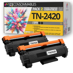 TN2420 - Pack 2 toners Brother TN2420 compatibles HL-L2350DW MFC-L2710DW - 123CONSOMMABLES