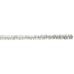 Filin chenille brillant, argent, 50cm, épaisseur 9 mm, 10 pces
