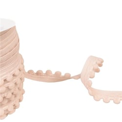 Bobine 25m élastique à pompons orange saumon 13mm