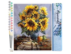 Peinture par Numéro Figured'Art - Bouquet de Tournesols - Kit de Loisir Créatif DIY Numéro d'Art Complet - 40x50cm sans châssis en bois