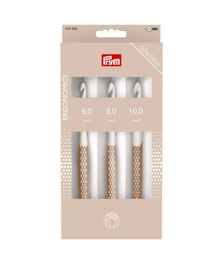 Set de 3 Crochets pour laine - N°6-8-10 - Prym Ergonomics : Le confort et la performance au service de vos créations en laine Taupe Marron