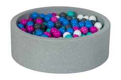 Piscine à balles Aire de jeu + 450 balles blanc, bleu, rose, gris, turquoise - Velinda