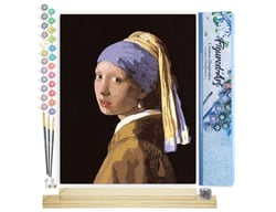Peinture par Numéro Figured'Art - Vermeer La Jeune Fille à la Perle - Kit de Loisir Créatif DIY Numéro d'Art Complet - 40x50cm toile roulée + châssis en bois à monter