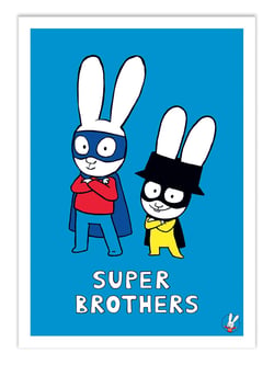 Affiche 50 x 70 cm -  Super Heroes Brothers - Simon Super Rabbit
