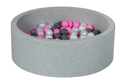 Piscine à balles Aire de jeu + 200 balles perle, rose clair, gris - Velinda