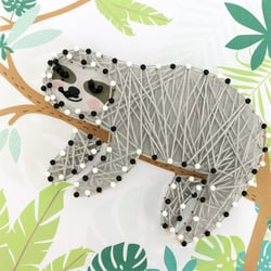 MégaCréa DIY - Tableau de fil tendu String Art Paresseux 21 x 21 cm