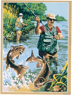 Canevas antique Carnet de pêche 45x60cm