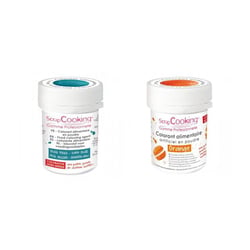 2 colorants alimentaires en poudre - bleu foncé-orange
