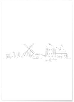 Affiche Line Art Amsterdam | A3 : 29,7x42cm