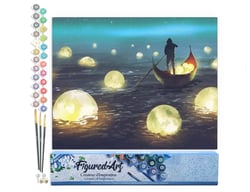 Peinture par Numéro Figured'Art - Lumières sur le Lac - Kit de Loisir Créatif DIY Numéro d'Art Complet - 40x50cm sans châssis en bois