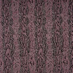 Tissu Jacquard Pailleté argent  Reptiles sur fond Bordeaux