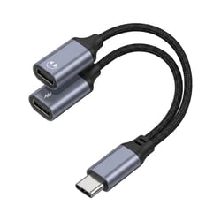 Blue Star Répartiteur USB-C Double Port avec Charge 25W et Audio DAC Noir
