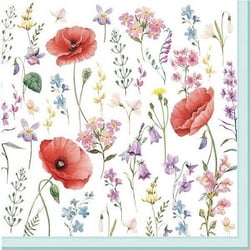 Lot de 4 serviettes en papier découpage collage 33 cm FLEUR COQUELICOT F 702