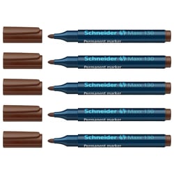 Lot de 5 marqueurs permanents pointe ogive 1-3 mm - SCHNEIDER - Maxx 130 - Brun