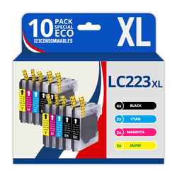 LC223XL - Pack 4 cartouches Brother LC223XL compatibles DCP-J562DW MFC-J480DW - 123CONSOMMABLES