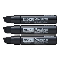 Lot de 3 marqueurs permanents pointe biseautée 17 mm - PENTEL - N50XL - Noir
