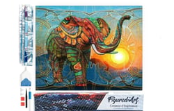 Diamond Painting Broderie Diamant Figured’Art 40x50cm toile entière roulée avec diamants carrés - Eléphant artistique