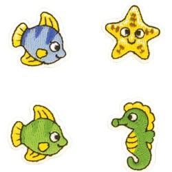 Carte de 4 écussons animaux mer 2cm