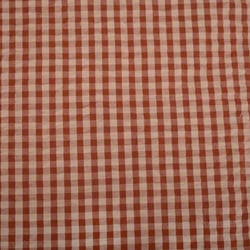 Tissu Rayures Petits carreaux 5 mm Terracotta sur fond Beige - Au mètre