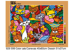 Canevas antique Color cats 45x60cm