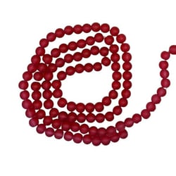 Fil de 95 perles ronde de verre transparent mat givré 8 mm fabrication bijoux ROUGE