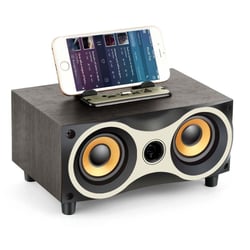 Enceinte Bluetooth Bois Stéréo Portable Subwoofer FM Haut-Parleur Sans Fil YONIS