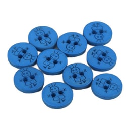 Bouton 2 trous garçon 15mm Bleu Tropique