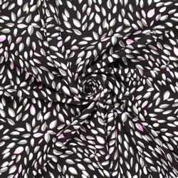 Tissu jersey Milano maille lourde Ponte di Roma Fleuris sur fond Noir