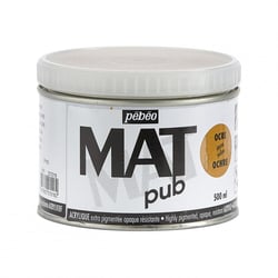 Peinture acrylique - Extra mate - Ocre jaune - Pébéo - Mat Pub - 500ml