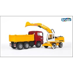 Camion à benne basculante MAN TGA avec pelleteuse Liebherr