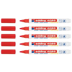 Lot de 5 marqueurs craie liquide - EDDING - Pointe ronde 1-2 mm - Rouge
