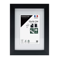 Cadre photo 13x18 cm Milan noir  avec passe-partout 10x15 cm