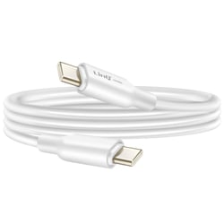 LinQ Câble USB C / USB C vers USB C 80W 4A Silicone éco anti-nœuds 1.2m Blanc