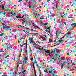 Tissu Jersey de Coton Nina pop sur fond Blanc