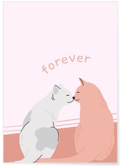 Affiche Chats Amour Forever | A3 : 29,7x42cm