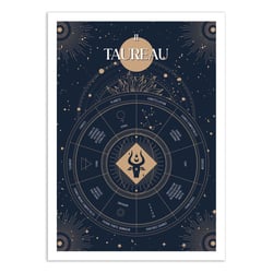 Affiche 30x40 cm - Taureau Signe du Zodiac - Frog Posters