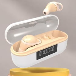 Ecouteurs Bluetooth Rose Sans Fil Réduction De Bruit Avec Affichage Digital Beige 2 YONIS