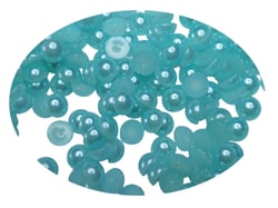 300 PERLES CABOCHON Demi Rond à coller acrylique Bleu Turquoise nacre 4 mm - Dos Plat - Creation Diy