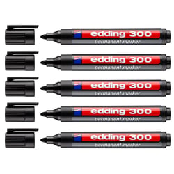 Lot de 5 marqueurs permanents pointe ronde 1,5-3 mm - EDDING - Noir - 300
