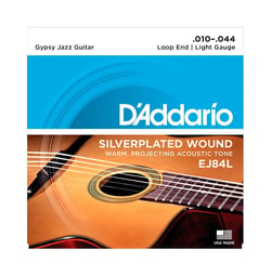 Cordes guitare D'Addario EJ84L Gypsy Jazz Loop End Light 10-44
