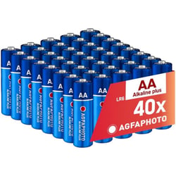 AGFAPHOTO Piles AA Alcalines PLUS LR6 (1.5V, Lot de 40) - Longue Durée de Vie - Idéales pour Télécommandes, Jouets, Appareils Photo et Plus - Performance Fiable et Constante