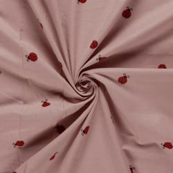 Tissu Flanelle de Coton Léonie coccinelles Rouges sur fond Rose poudré
