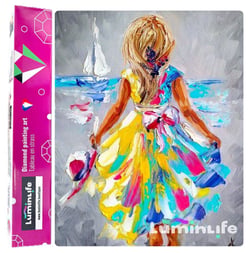 Diamond Painting Broderie Diamant LUMINLIFE 40x50cm, 100% strass, diamants ronds - Fille et la mer